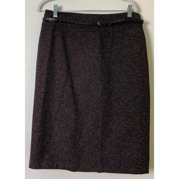 Worthington Deep Chocolate Ruffle Pencil Skirt Brown size 10 - Picture 1 of 8